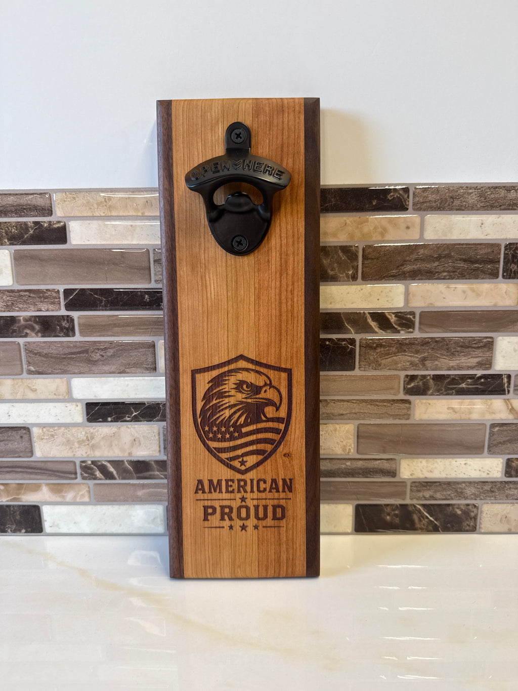 Wall-Mounted Wooden Bottle Opener – 4" x 12" | Handcrafted by Heritage Woodsmith