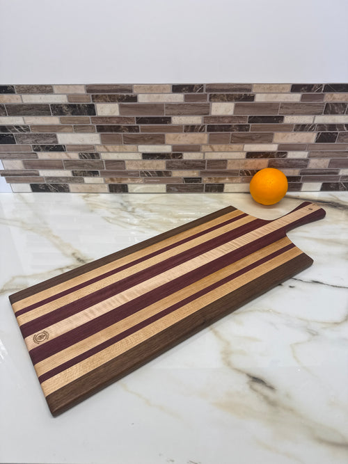 Heritage Hosting Board Walnut, Maple, Curly Maple & Purple Heart