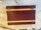 Heritage Cutting Board 18” × 12” × 1.5” — Purple Heart & Makple| Juice Groove + Hand Holds and Brass feet.