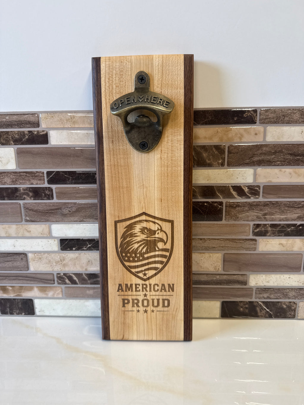 Wall-Mounted Wooden Bottle Opener – 4" x 12" | Handcrafted by Heritage Woodsmith