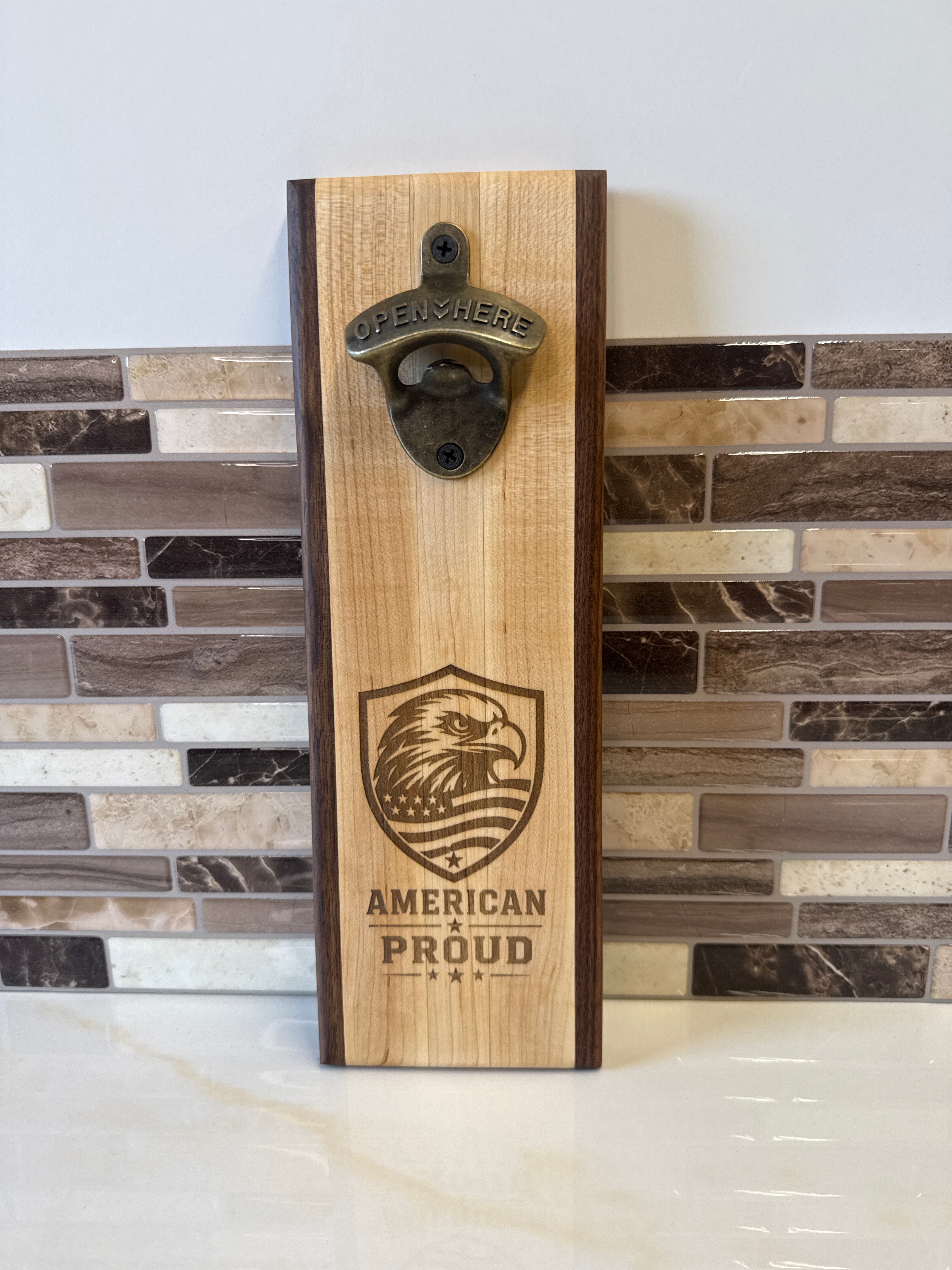 Wall-Mounted Wooden Bottle Opener – 4" x 12" | Handcrafted by Heritage Woodsmith