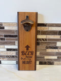 Wall-Mounted Wooden Bottle Opener – 4" x 12" | Handcrafted by Heritage Woodsmith