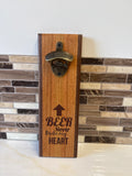 Wall-Mounted Wooden Bottle Opener – 4" x 12" | Handcrafted by Heritage Woodsmith