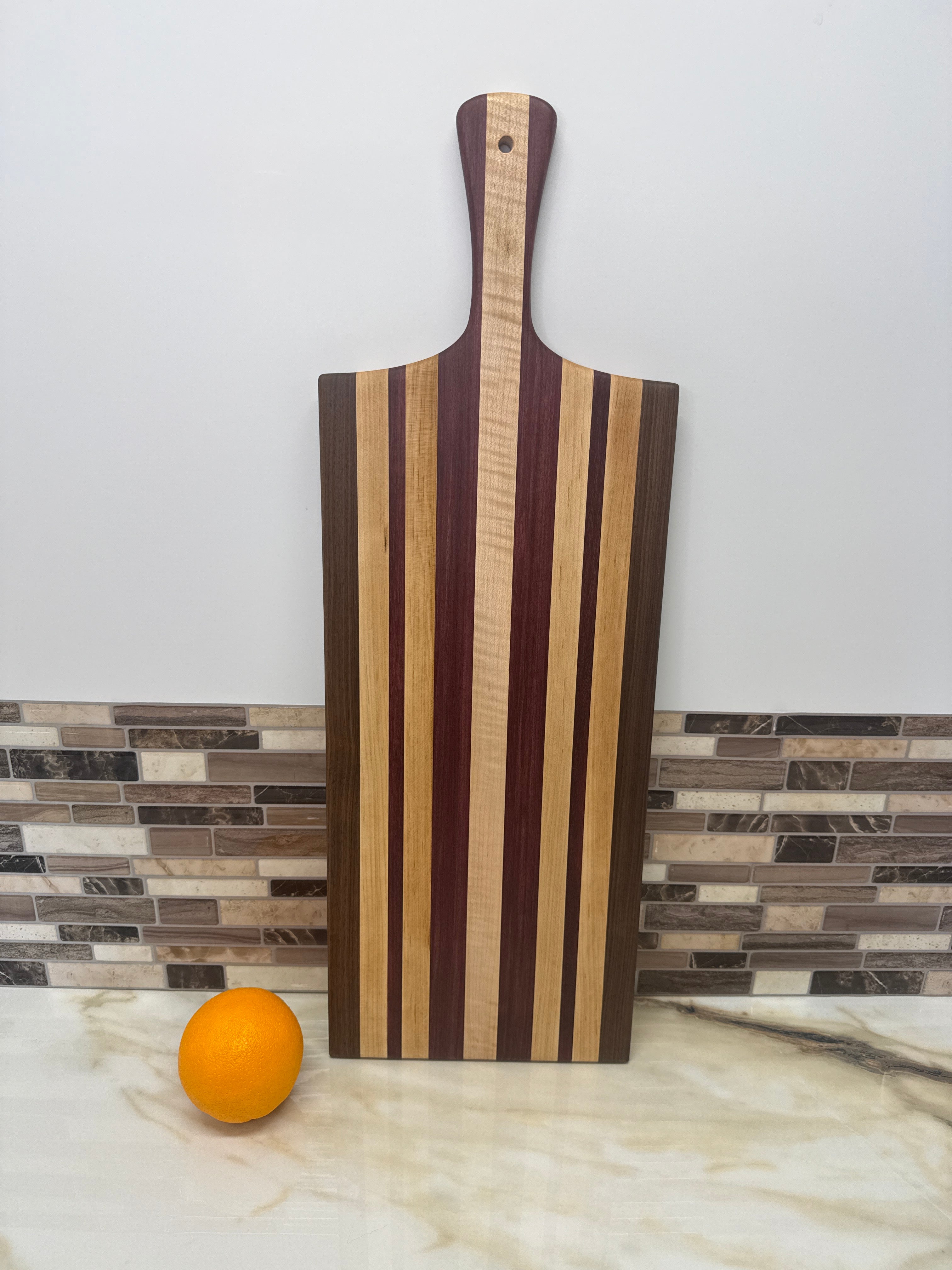 Heritage Hosting Board Walnut, Maple, Curly Maple & Purple Heart