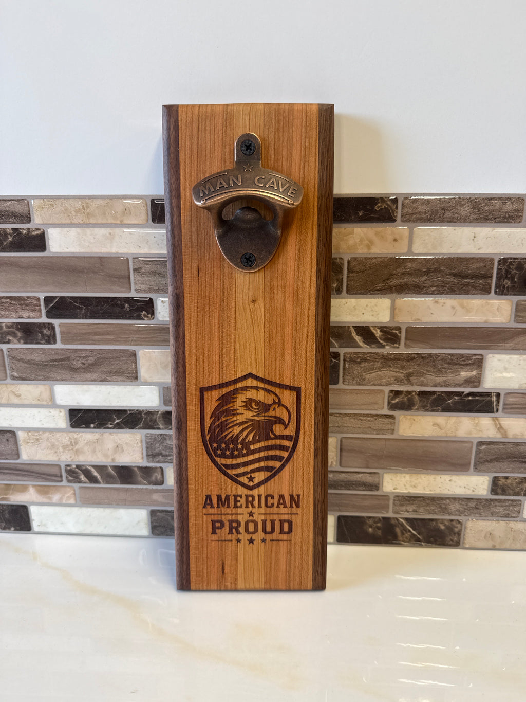 Wall-Mounted Wooden Bottle Opener – 4" x 12" | Handcrafted by Heritage Woodsmith