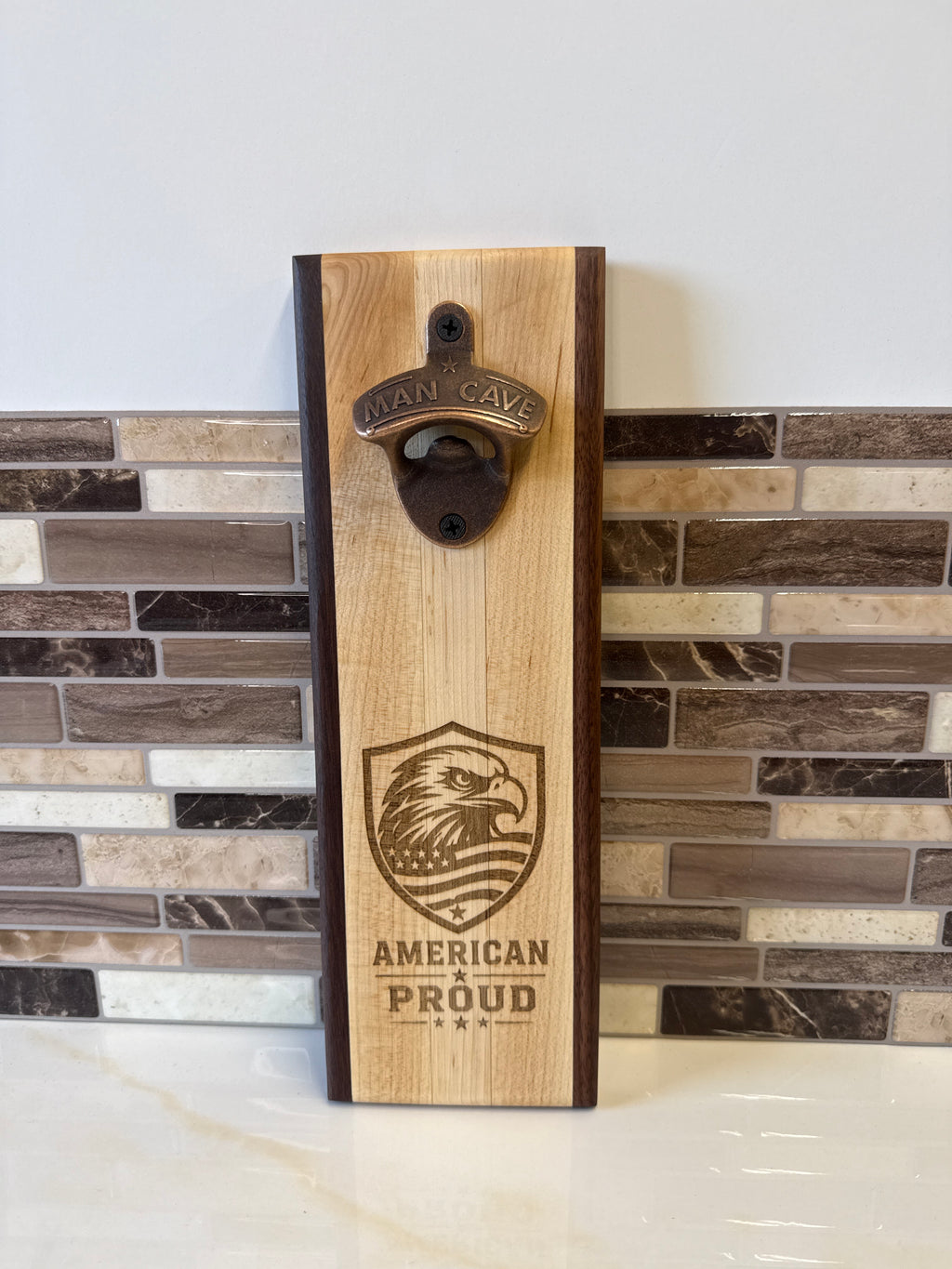 Wall-Mounted Wooden Bottle Opener – 4" x 12" | Handcrafted by Heritage Woodsmith