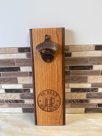 Wall-Mounted Wooden Bottle Opener – 4" x 12" | In Beer We Trust