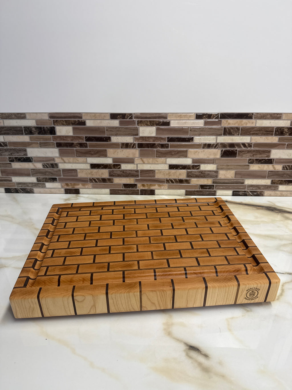 Heritage Brick End Grain Cutting Board 17” × 12” × 2”