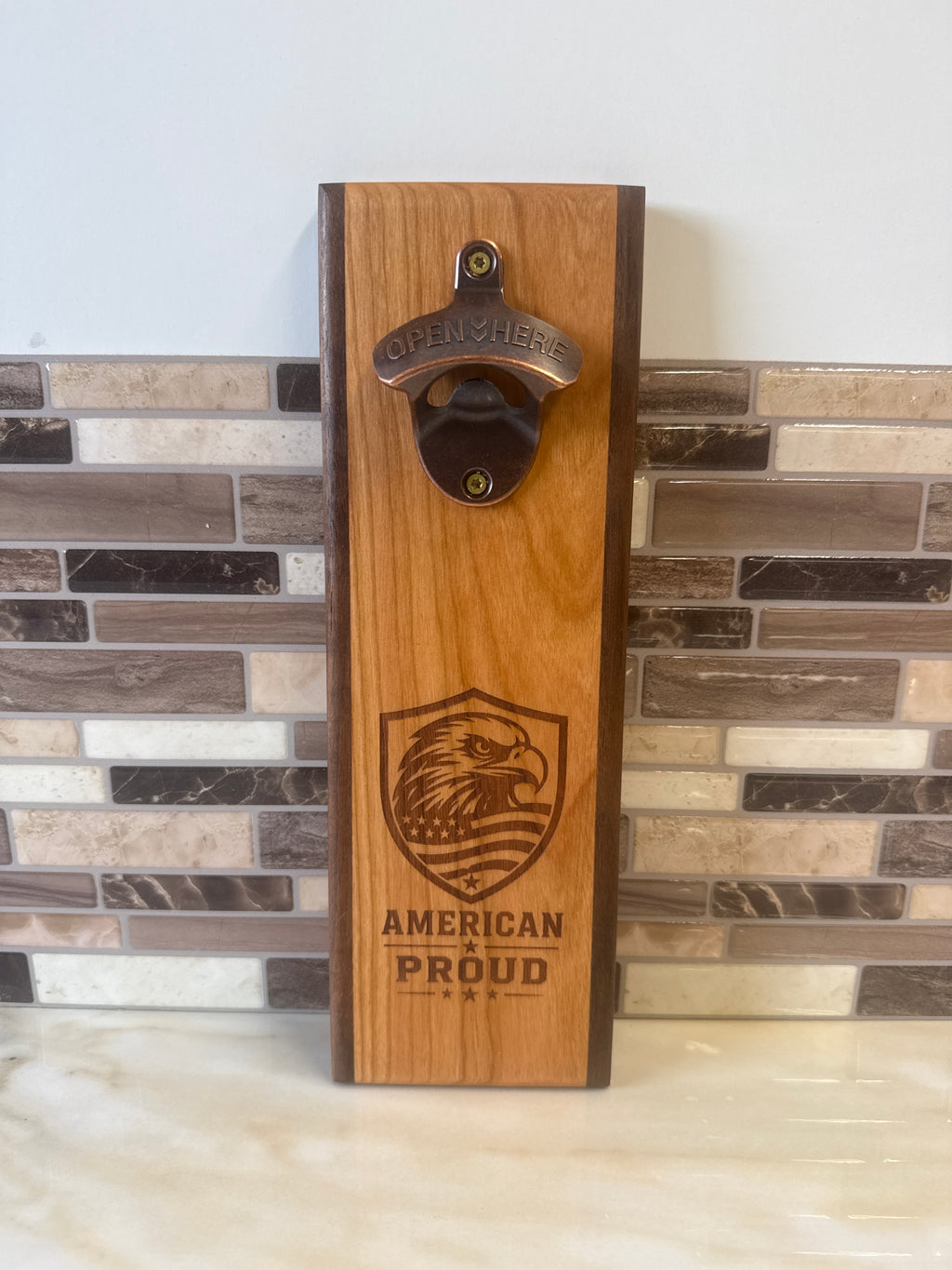 Wall-Mounted Wooden Bottle Opener – 4" x 12" | American Proud